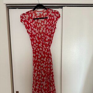 REFORMATION Oopsie Daisy Floral Carina Wrap Midi Dress